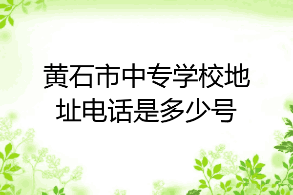 黄石市中专学校地址电话是多少号