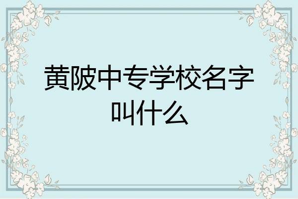 黄陂中专学校名字叫什么