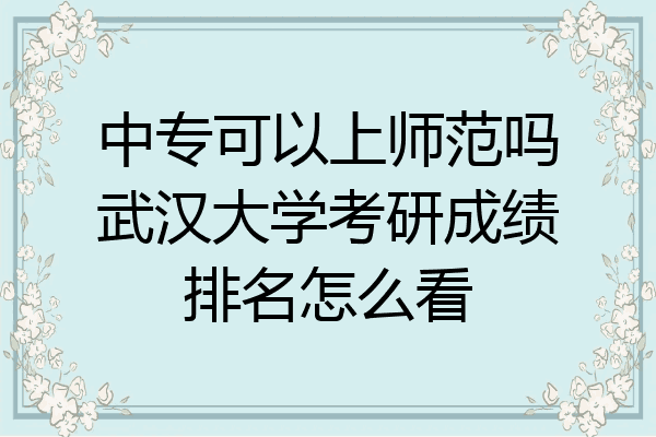 中专可以上师范吗武汉大学考研成绩排名怎么看