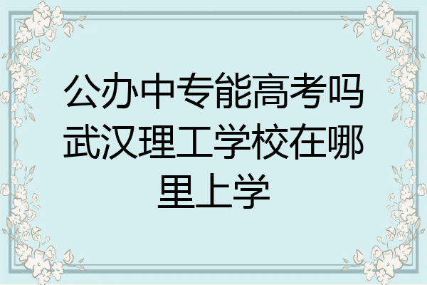公办中专能高考吗武汉理工学校在哪里上学