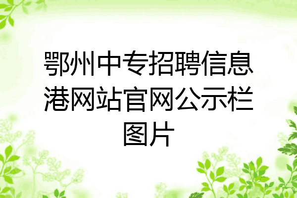 鄂州中专招聘信息港网站官网公示栏图片