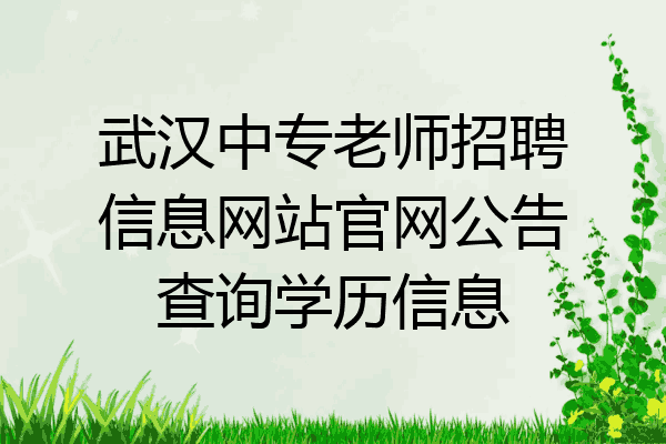 武汉中专老师招聘信息网站官网公告查询学历信息