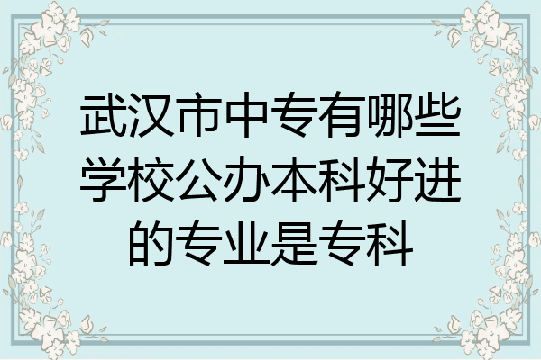 武汉市中专有哪些学校公办本科好进的专业是专科