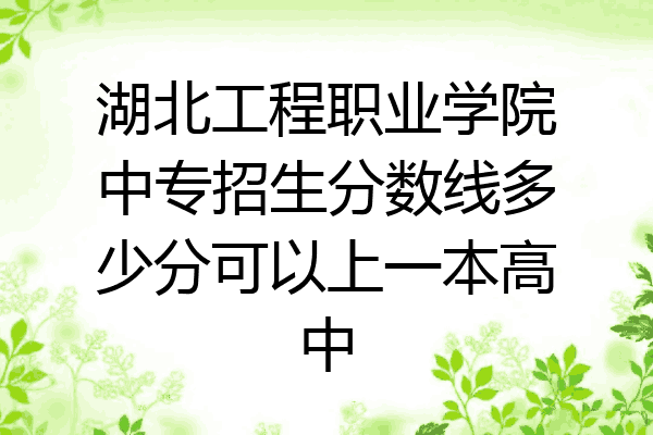 湖北工程职业学院中专招生分数线多少分可以上一本高中