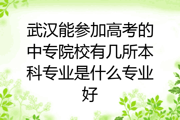 武汉能参加高考的中专院校有几所本科专业是什么专业好