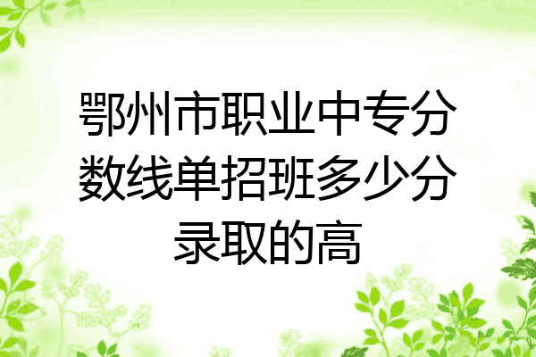 鄂州市职业中专分数线单招班多少分录取的高