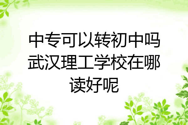 中专可以转初中吗武汉理工学校在哪读好呢