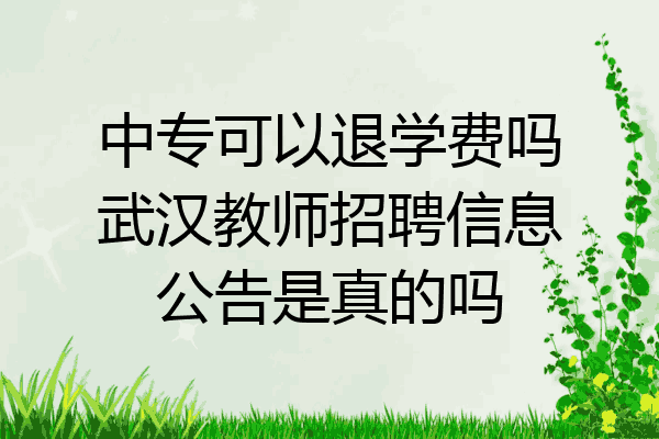 中专可以退学费吗武汉教师招聘信息公告是真的吗