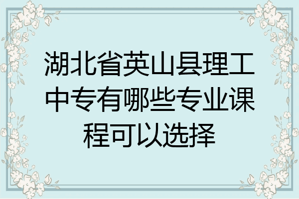 湖北省英山县理工中专有哪些专业课程可以选择