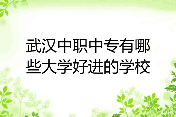 武汉中职中专有哪些大学好进的学校