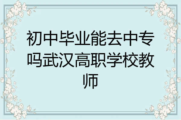 初中毕业能去中专吗武汉高职学校教师