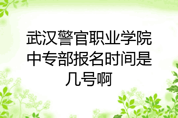 武汉警官职业学院中专部报名时间是几号啊