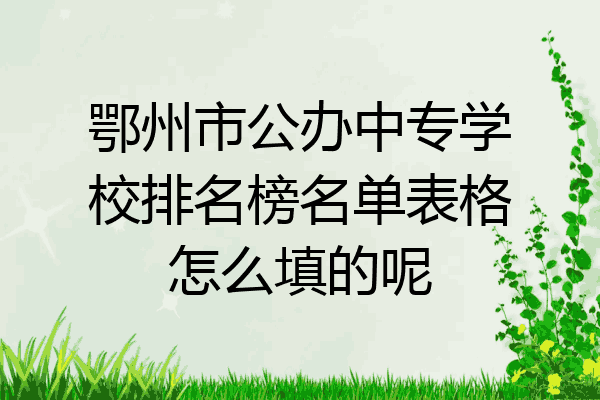 鄂州市公办中专学校排名榜名单表格怎么填的呢