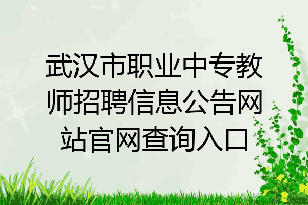 武汉市职业中专教师招聘信息公告网站官网查询入口