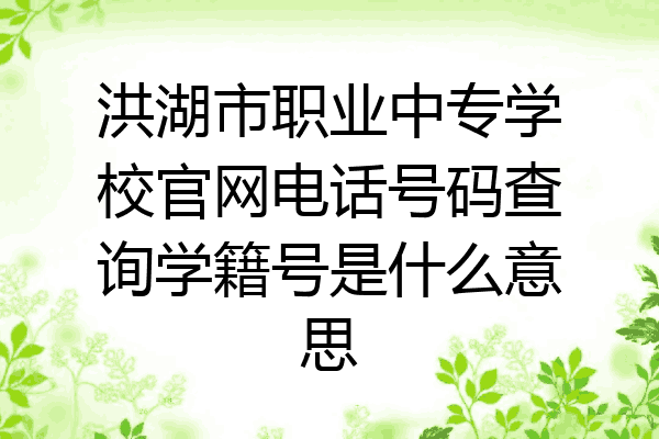 洪湖市职业中专学校官网电话号码查询学籍号是什么意思