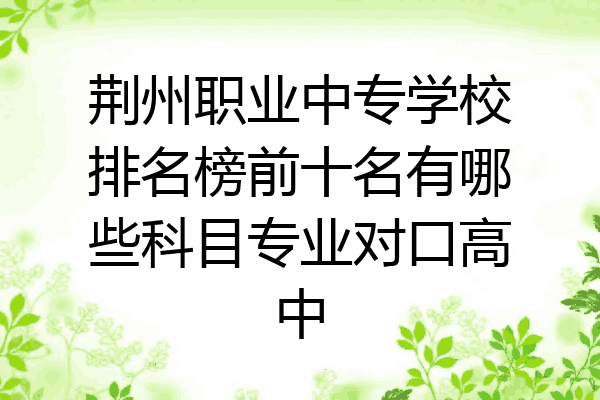 荆州职业中专学校排名榜前十名有哪些科目专业对口高中