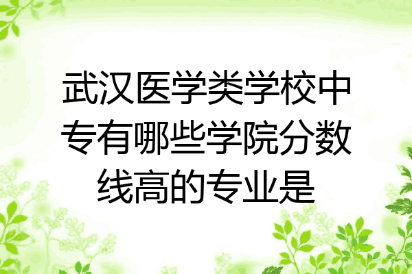 武汉医学类学校中专有哪些学院分数线高的专业是
