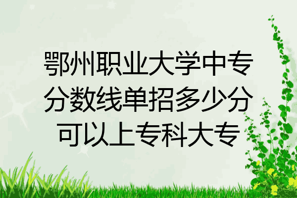 鄂州职业大学中专分数线单招多少分可以上专科大专