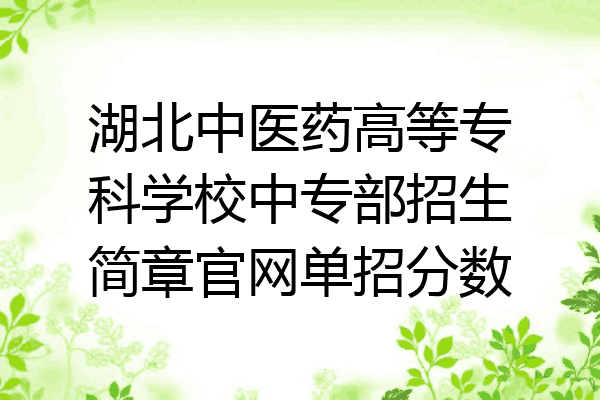 湖北中医药高等专科学校中专部招生简章官网单招分数