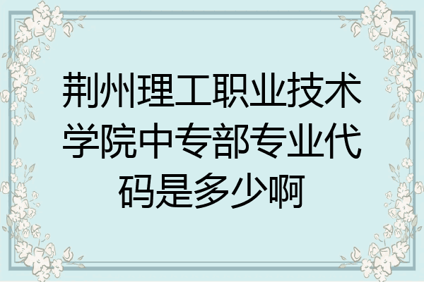 荆州理工职业技术学院中专部专业代码是多少啊