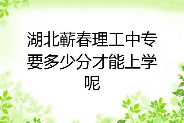 湖北蕲春理工中专要多少分才能上学呢