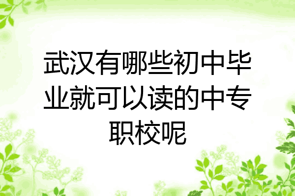 武汉有哪些初中毕业就可以读的中专职校呢