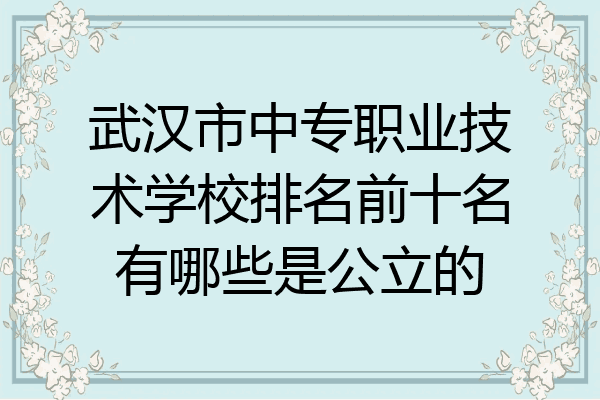武汉市中专职业技术学校排名前十名有哪些是公立的