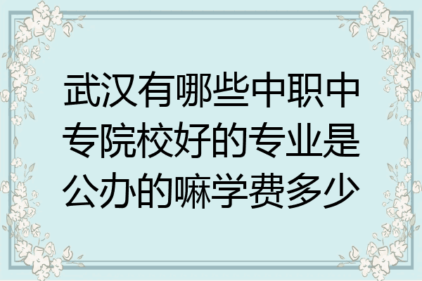 武汉有哪些中职中专院校好的专业是公办的嘛学费多少