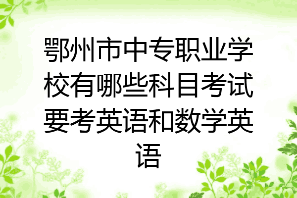 鄂州市中专职业学校有哪些科目考试要考英语和数学英语