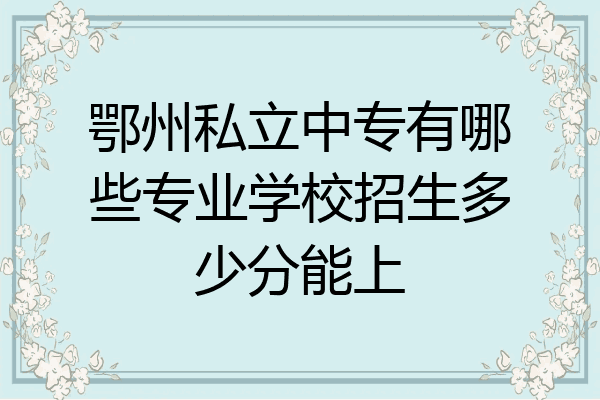 鄂州私立中专有哪些专业学校招生多少分能上