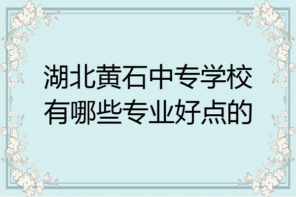湖北黄石中专学校有哪些专业好点的