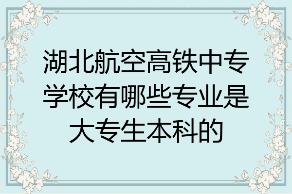 湖北航空高铁中专学校有哪些专业是大专生本科的