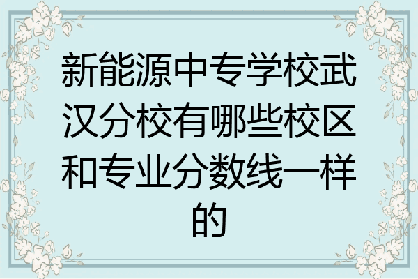 新能源中专学校武汉分校有哪些校区和专业分数线一样的