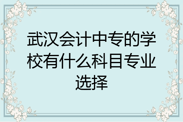 武汉会计中专的学校有什么科目专业选择