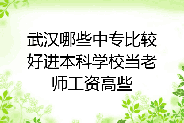 武汉哪些中专比较好进本科学校当老师工资高些