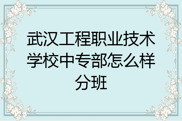 武汉工程职业技术学校中专部怎么样分班
