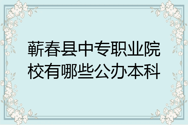 蕲春县中专职业院校有哪些公办本科