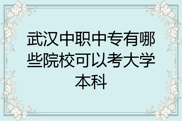 武汉中职中专有哪些院校可以考大学本科