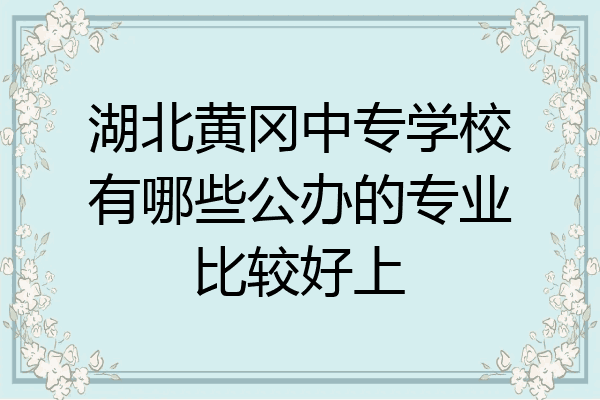 湖北黄冈中专学校有哪些公办的专业比较好上