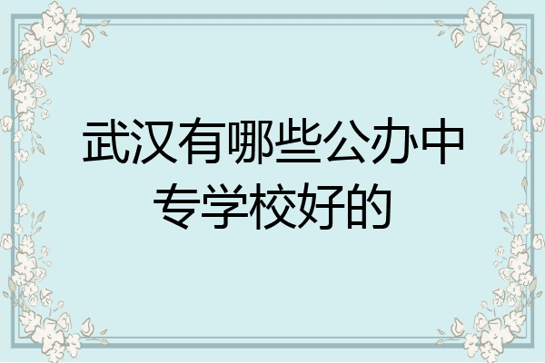 武汉有哪些公办中专学校好的