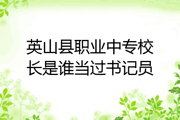 英山县职业中专校长是谁当过书记员