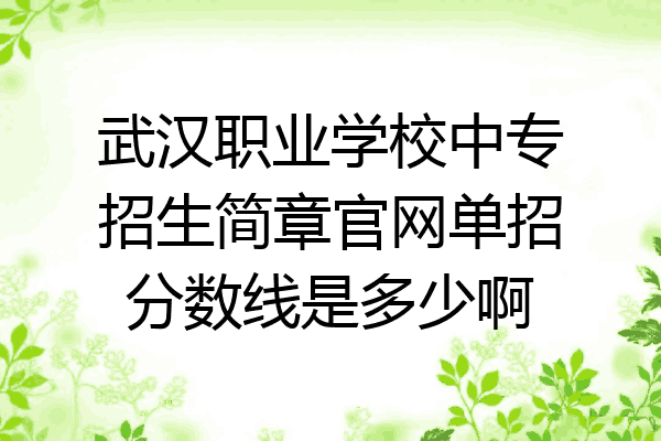武汉职业学校中专招生简章官网单招分数线是多少啊