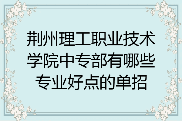 荆州理工职业技术学院中专部有哪些专业好点的单招
