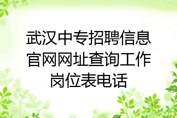 武汉中专招聘信息官网网址查询工作岗位表电话