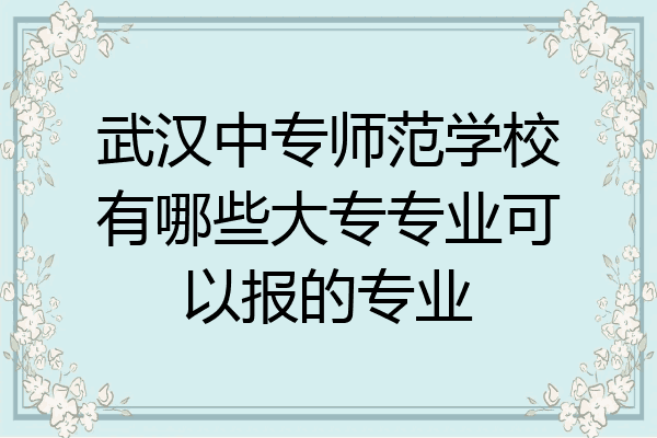 武汉中专师范学校有哪些大专专业可以报的专业