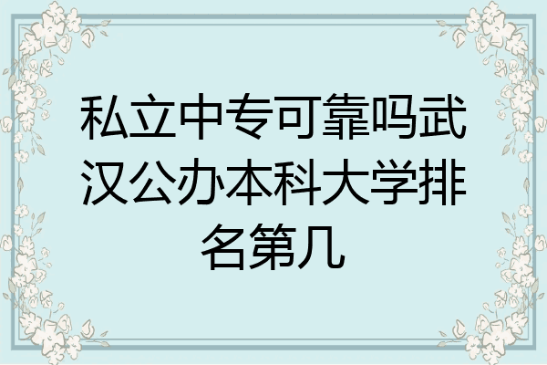 私立中专可靠吗武汉公办本科大学排名第几