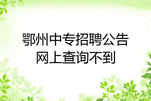 鄂州中专招聘公告网上查询不到
