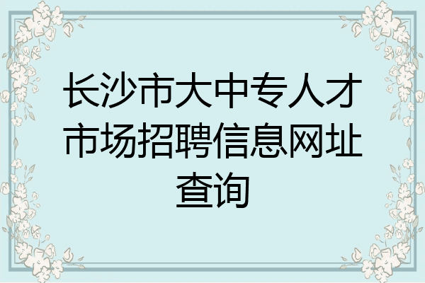 长沙市大中专人才市场招聘信息网址查询