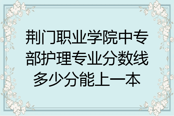 荆门职业学院中专部护理专业分数线多少分能上一本
