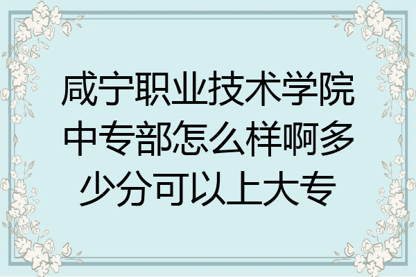 咸宁职业技术学院中专部怎么样啊多少分可以上大专